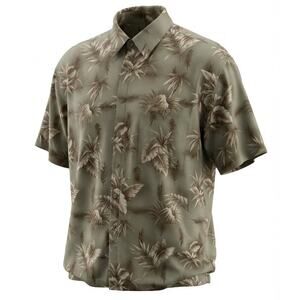 Batik Bay Mens Hawaiian Shirt Size XL Tan Floral Palm Print Button Up Collar